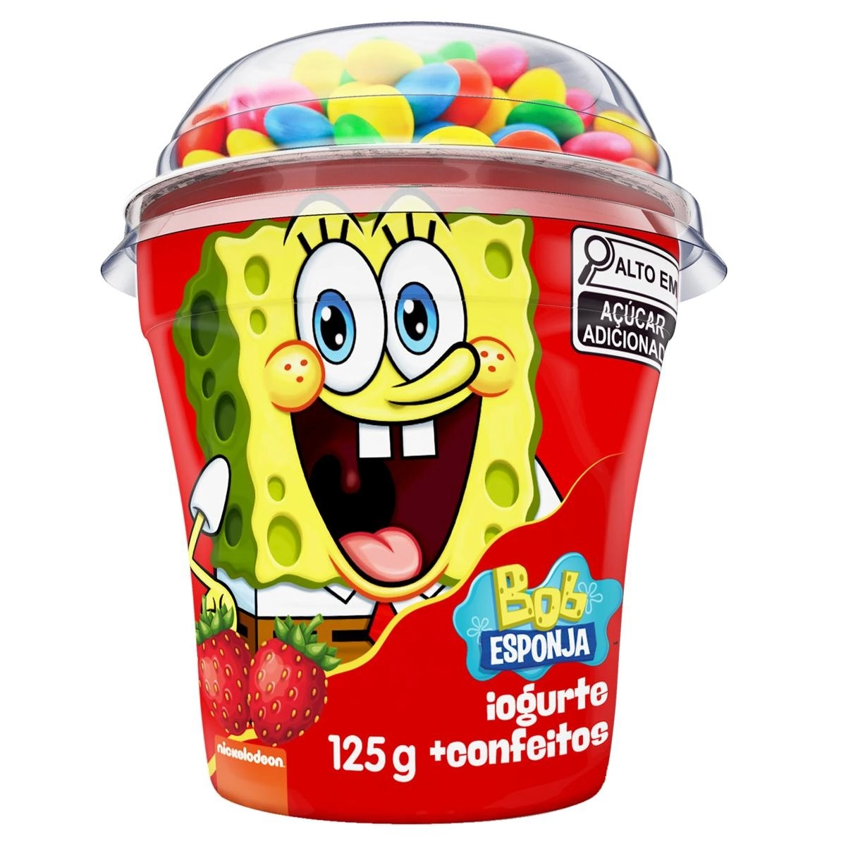 Iogurte Morango Com Confeito Bob Esponja Batavo Copo 125g