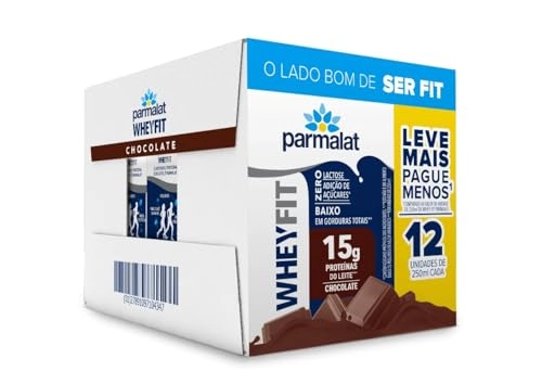 Pack Bebida Láctea Uht Chocolate Zero Lactose Parmalat Wheyfit Caixa 12 Unidades 250ml Cada Leve Mai