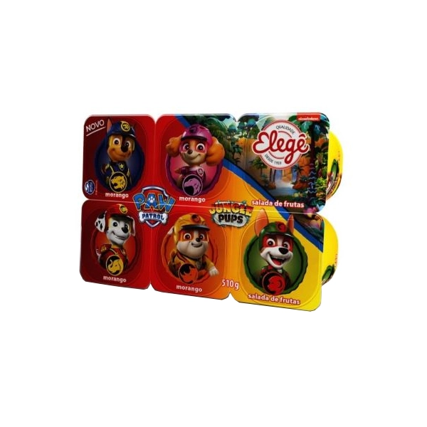 Iogurte Parcialmente Desnatado Morango Salada De Frutas Paw Patrol Jungle Pups Elegê Bandeja 510g 6