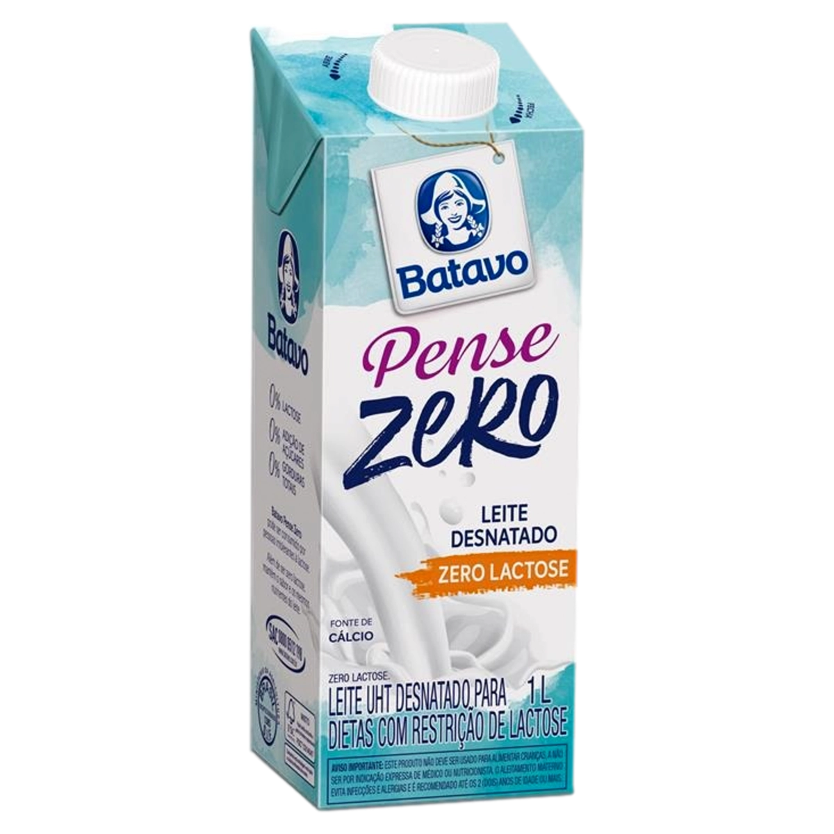 Leite Uht Desnatado Zero Lactose Batavo Pense Zero Caixa Com Tampa 1l