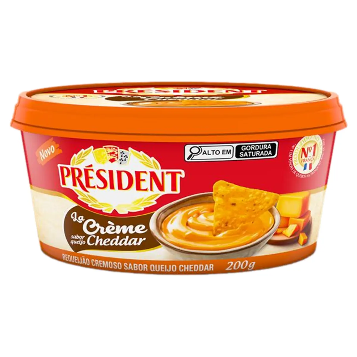 Requeijão Cremoso Queijo Cheddar Président La Crème Pote 200g