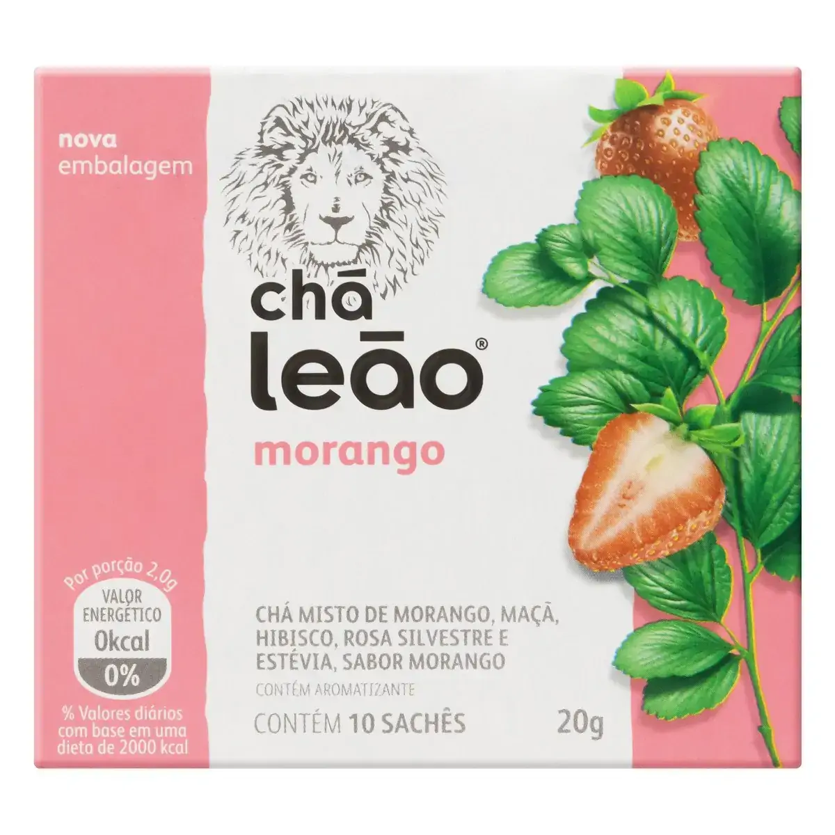 Chá Morango Chá Leão Caixa 20g 10 Unidades