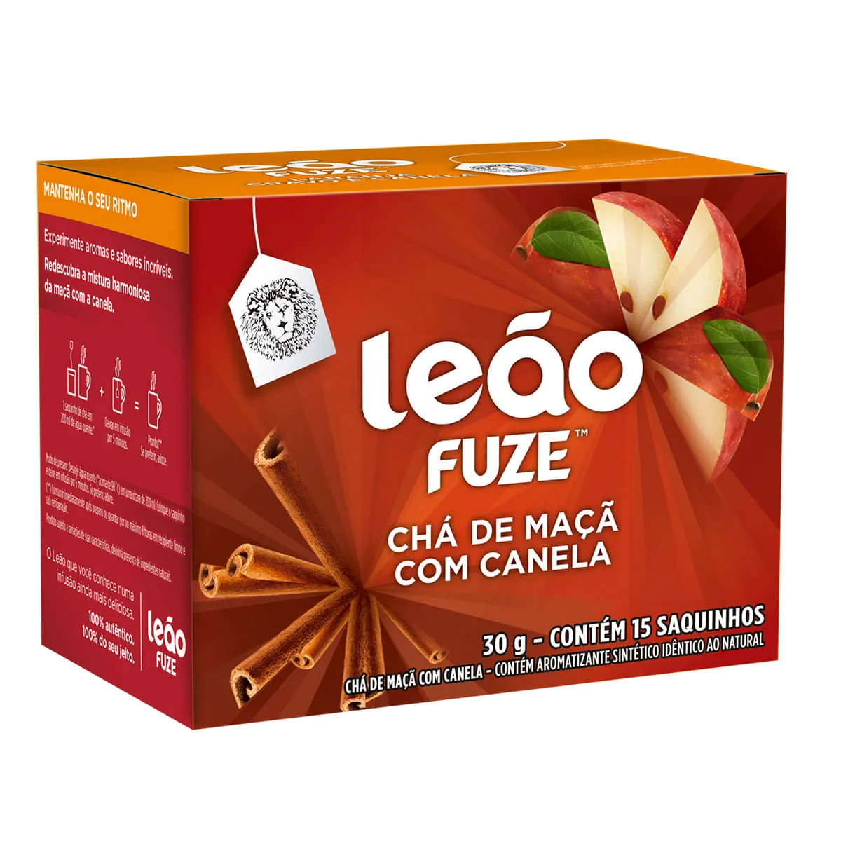 Chá Maçã Com Canela Leão Fuze Caixa 30g 15 Unidades