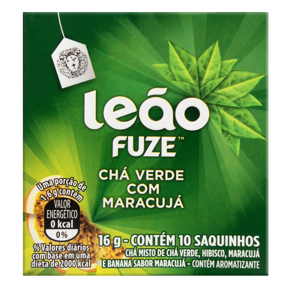 Chá Verde Maracujá Leão Fuze Caixa 16g 10 Unidades