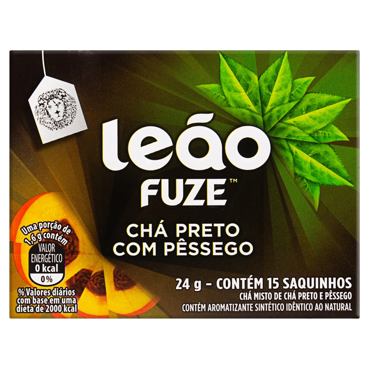 Chá Preto Pessego Leão Fuze Caixa 24g 15 Unidades