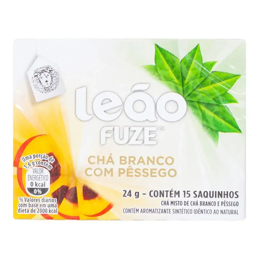 Chá Branco Pêssego Leão Fuze Caixa 24g 15 Unidades