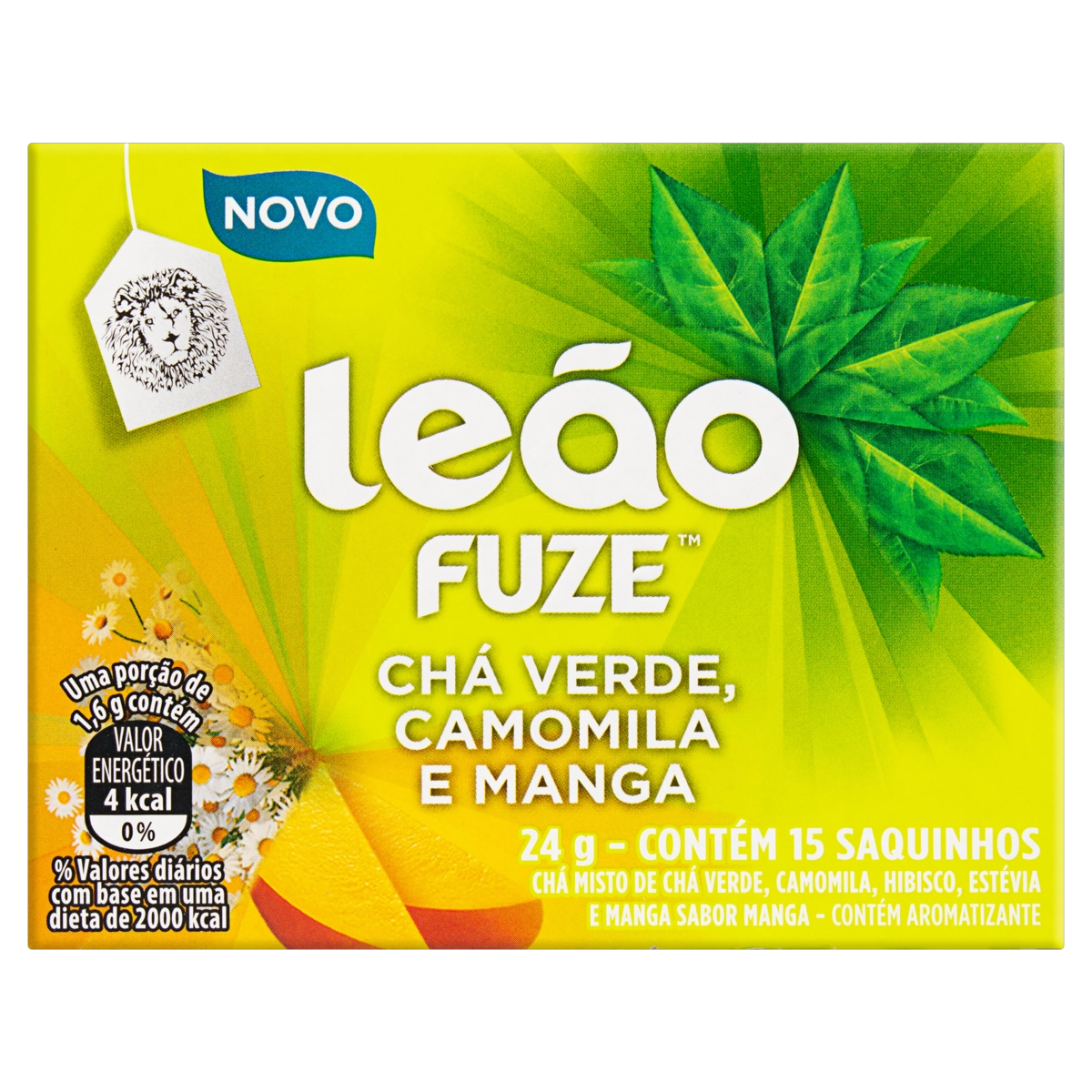 Chá Verde Camomila E Manga Leão Fuze Caixa 24g 15 Unidades
