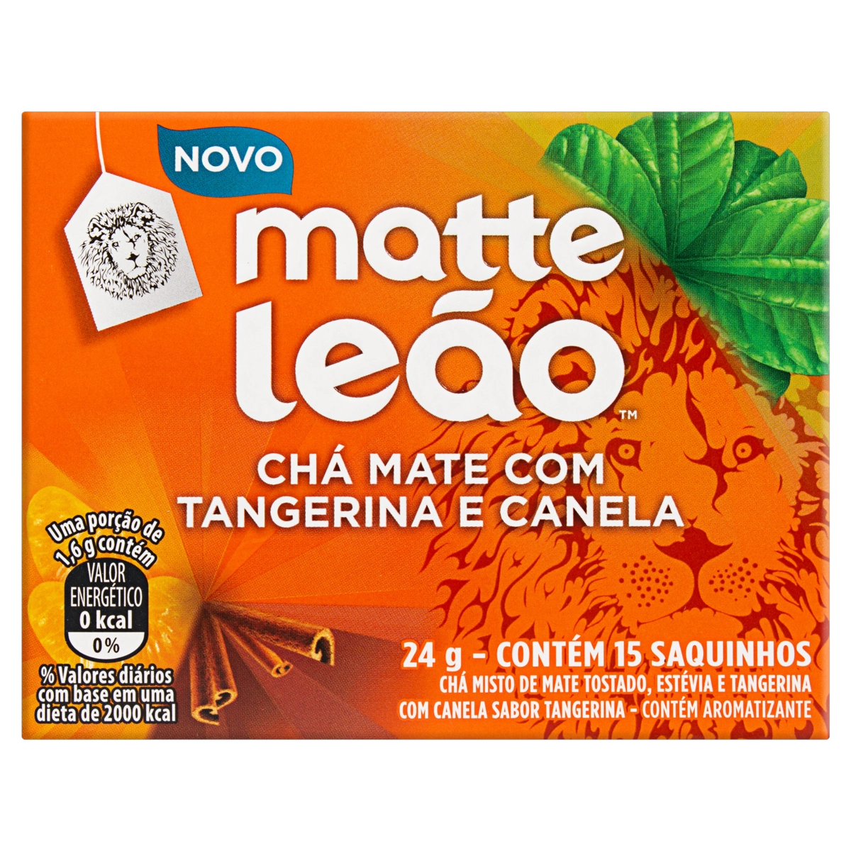 Chá Mate Tangerina E Canela Matte Leão Caixa 24g 15 Unidades