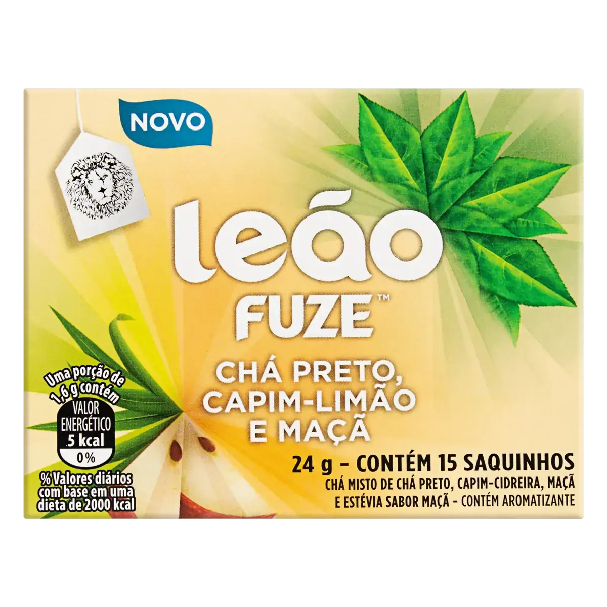 Chá Preto Capim Limão E Maçã Leão Fuze Caixa 24g 15 Unidades
