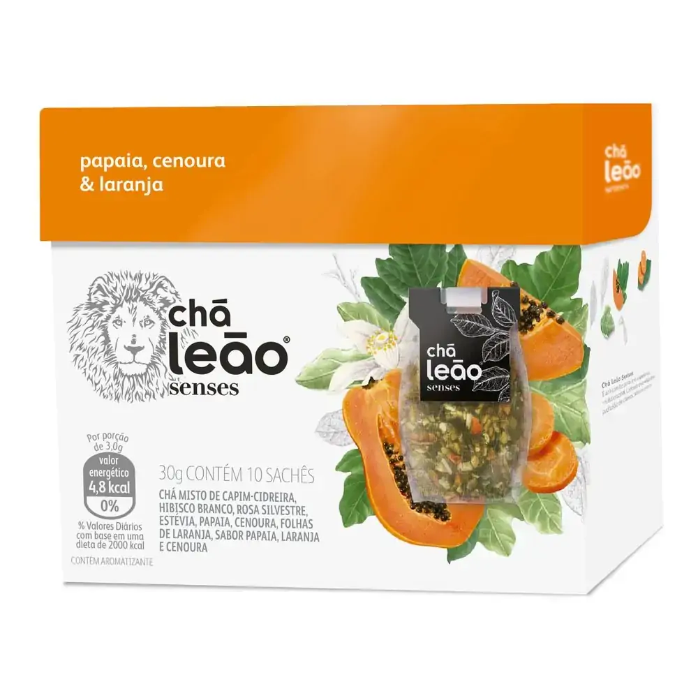 Chá Papaia, Cenoura Laranja Chá Leão Senses Caixa 30g 10 Unidades