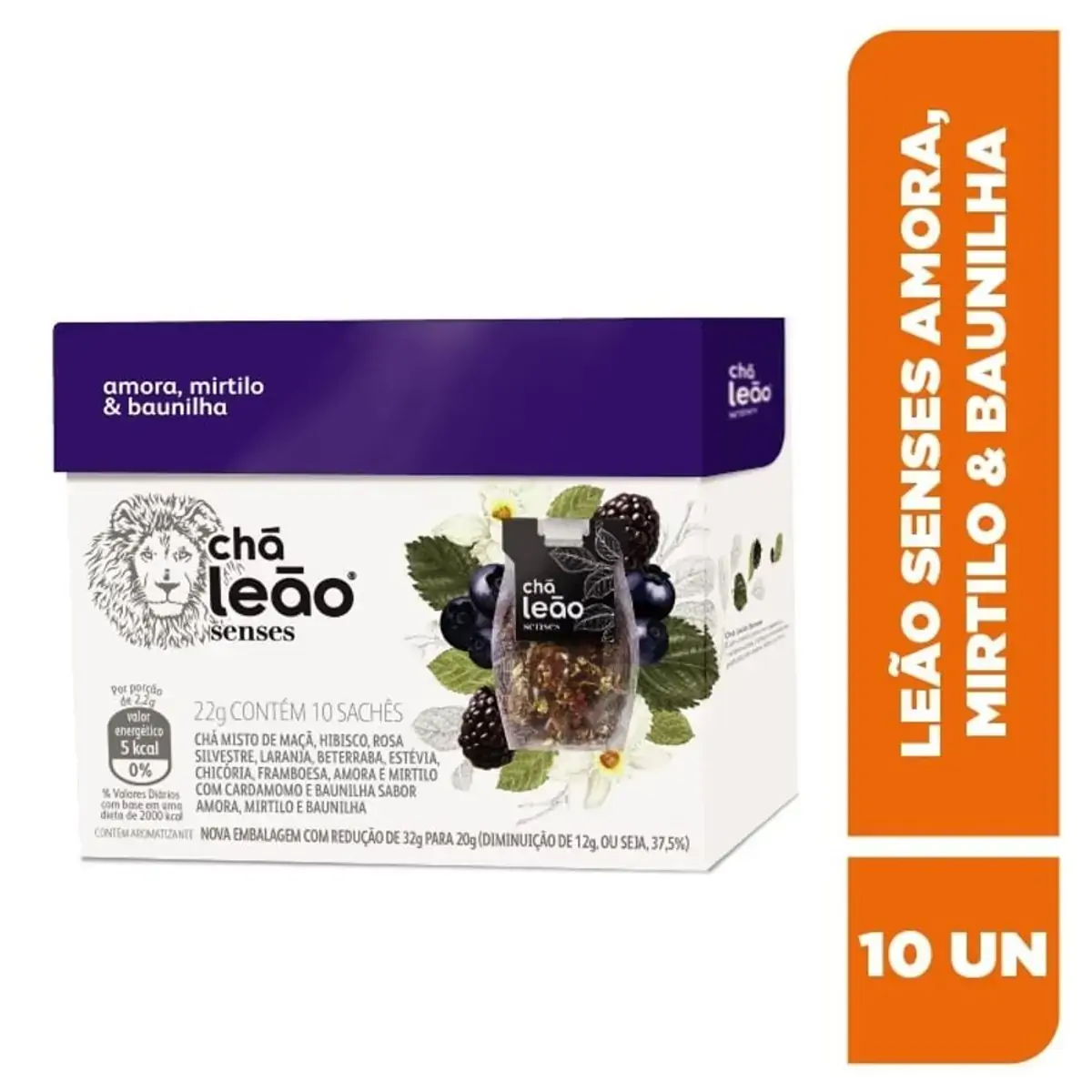 Chá Leão Senses Amora, Mirtilo &amp; Baunilha 22g C/10
