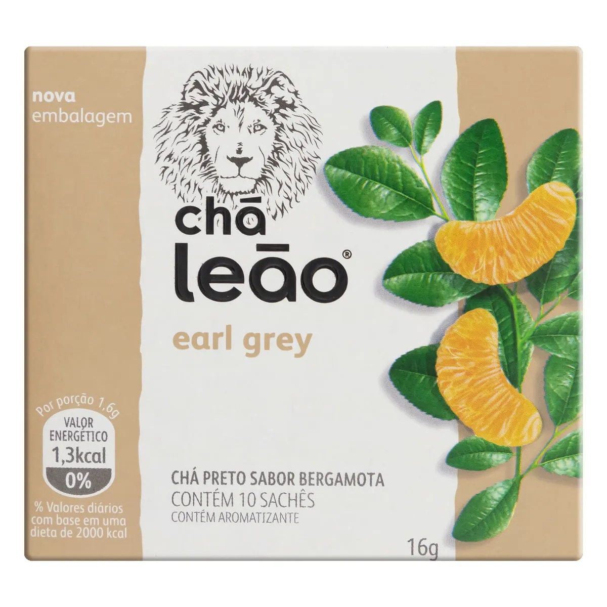 Chá Preto Earl Grey Bergamota Chá Leão - 10 Sachês