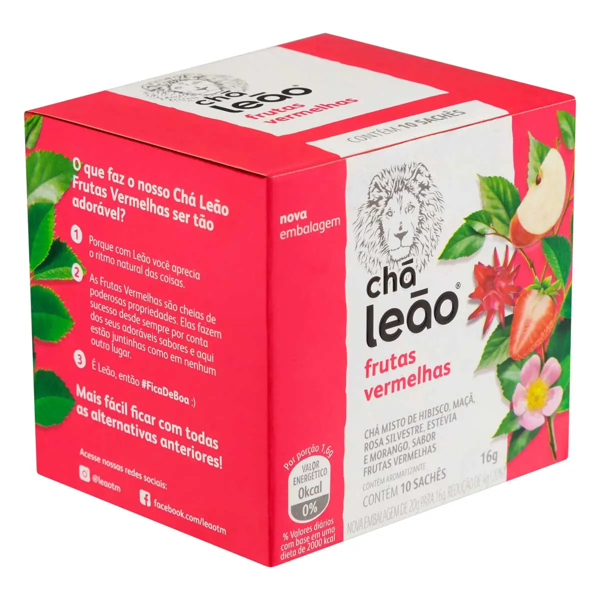 Chá Frutas Vermelhas Chá Leão Caixa 16g 10 Unidades