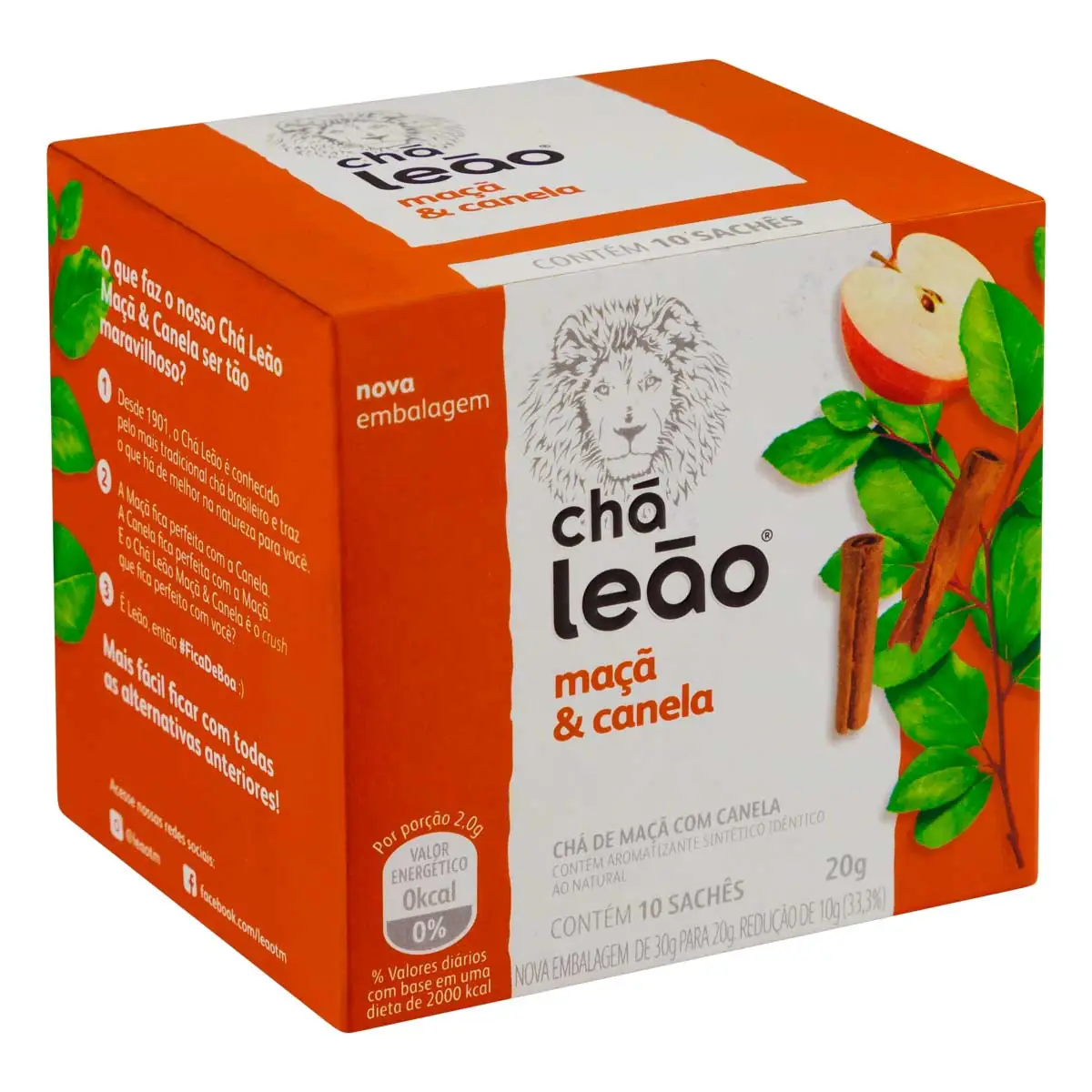 Chá Maçã & Canela Chá Leão Caixa 20 g com 10 Unidades