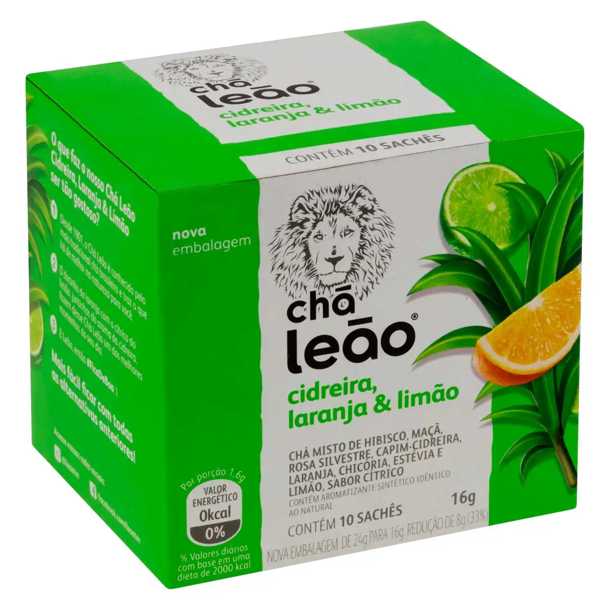 Chá Cidreira, Laranja & Limão Chá Leão Caixa 16 g com 10 Unidades
