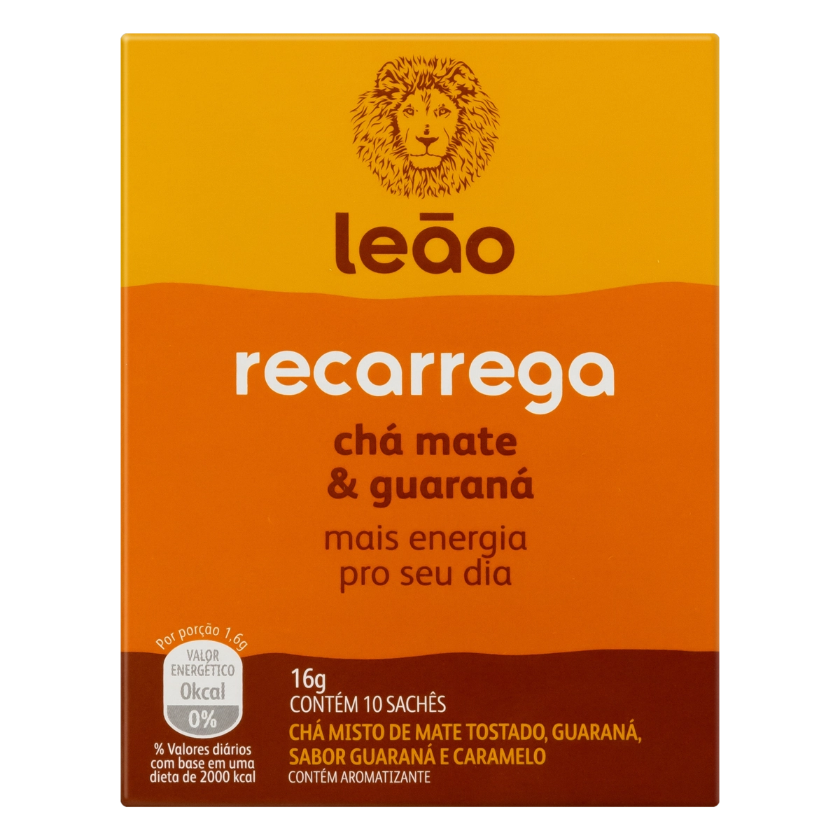 Chá Mate Guaraná Leão Recarrega Caixa 16g 10 Unidades