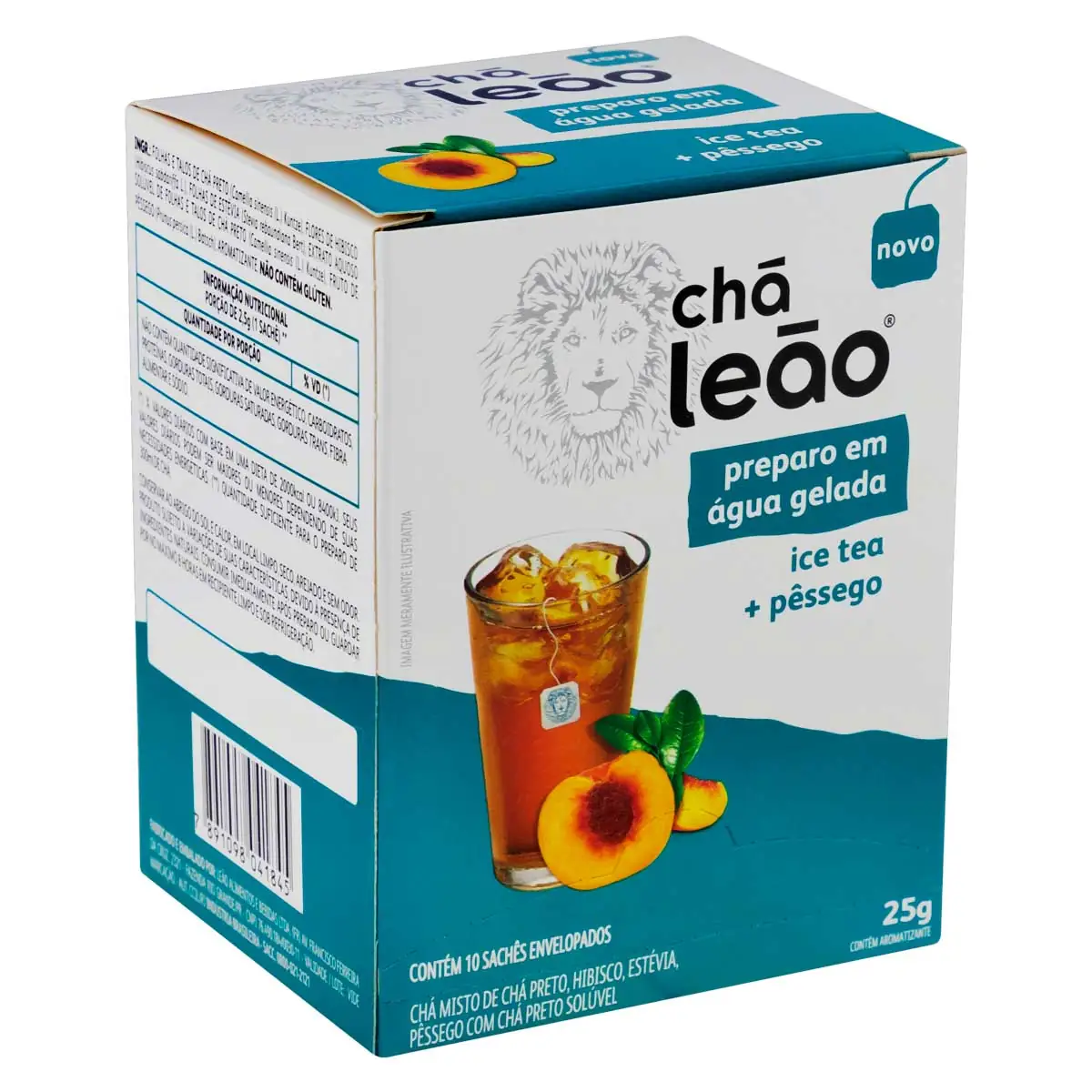 Chá Ice Tea Pêssego Chá Leão Caixa 25 g com 10 Unidades