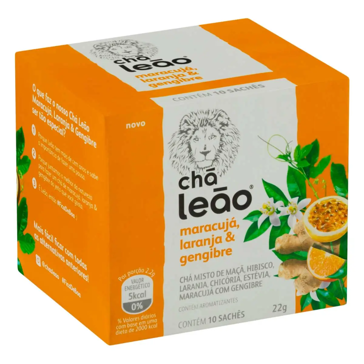 Chá Misto de Maracujá, Laranja & Gengibre Chá Leão 22g 10 Sachês