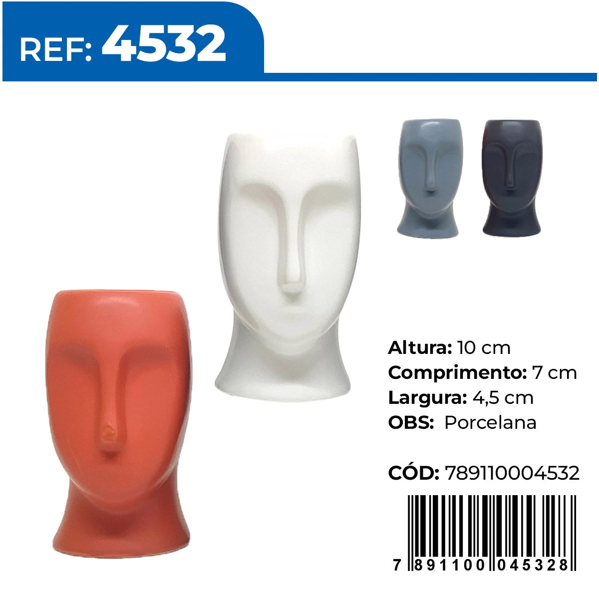 Vaso Rosto Porcelana Sortido 10cm 4532 Planeta