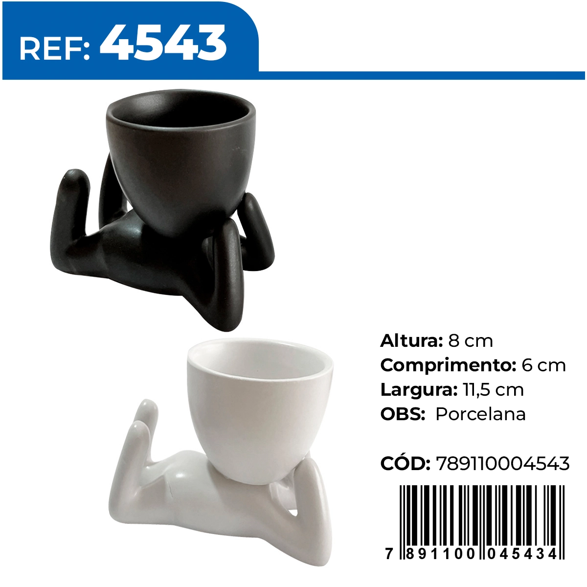 Cachepo Boneco Porcelana 8x11cm 4543 Planeta