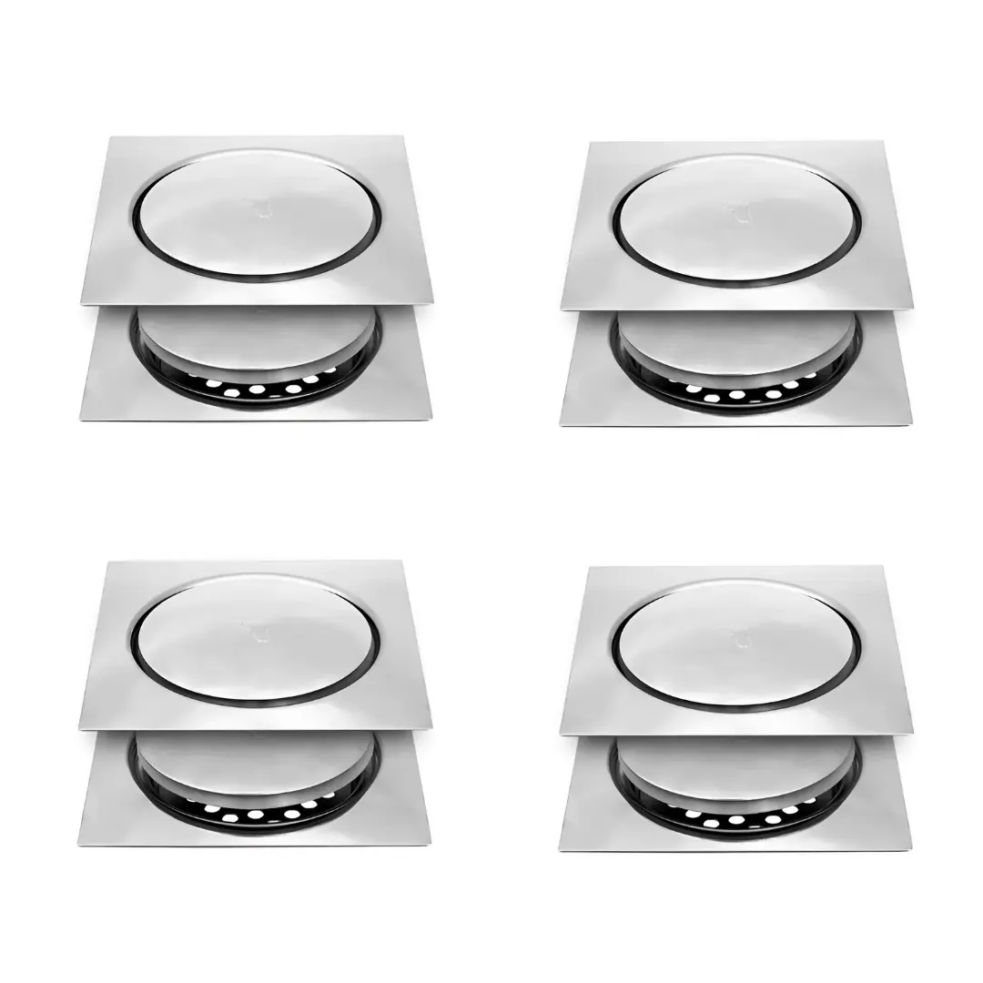 4 Ralos Inteligente Sistema Click 15x15 Aço Inox Banheiro