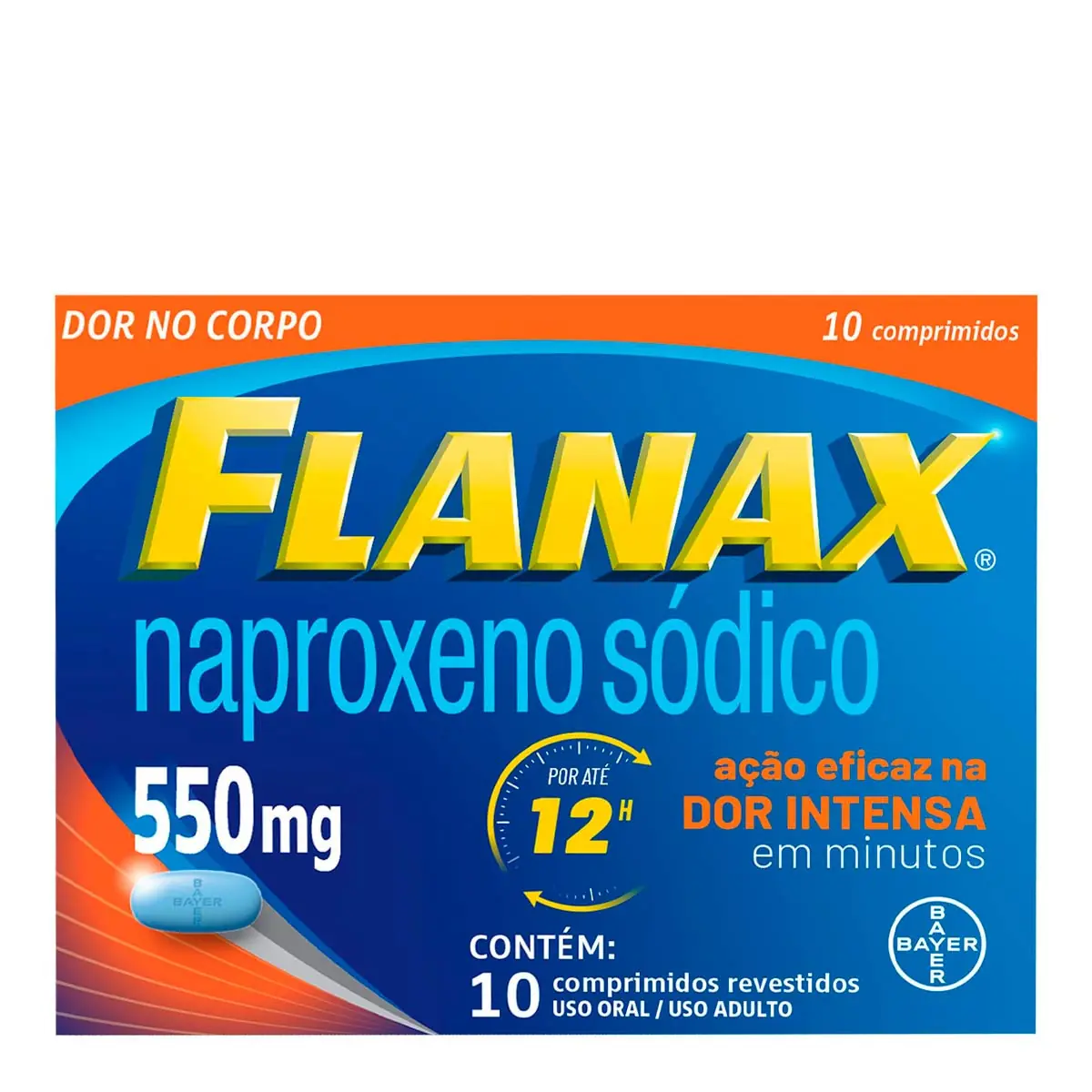 Analgésico Flanax 550mg Bayer Dores Intensas com 10 comprimidos