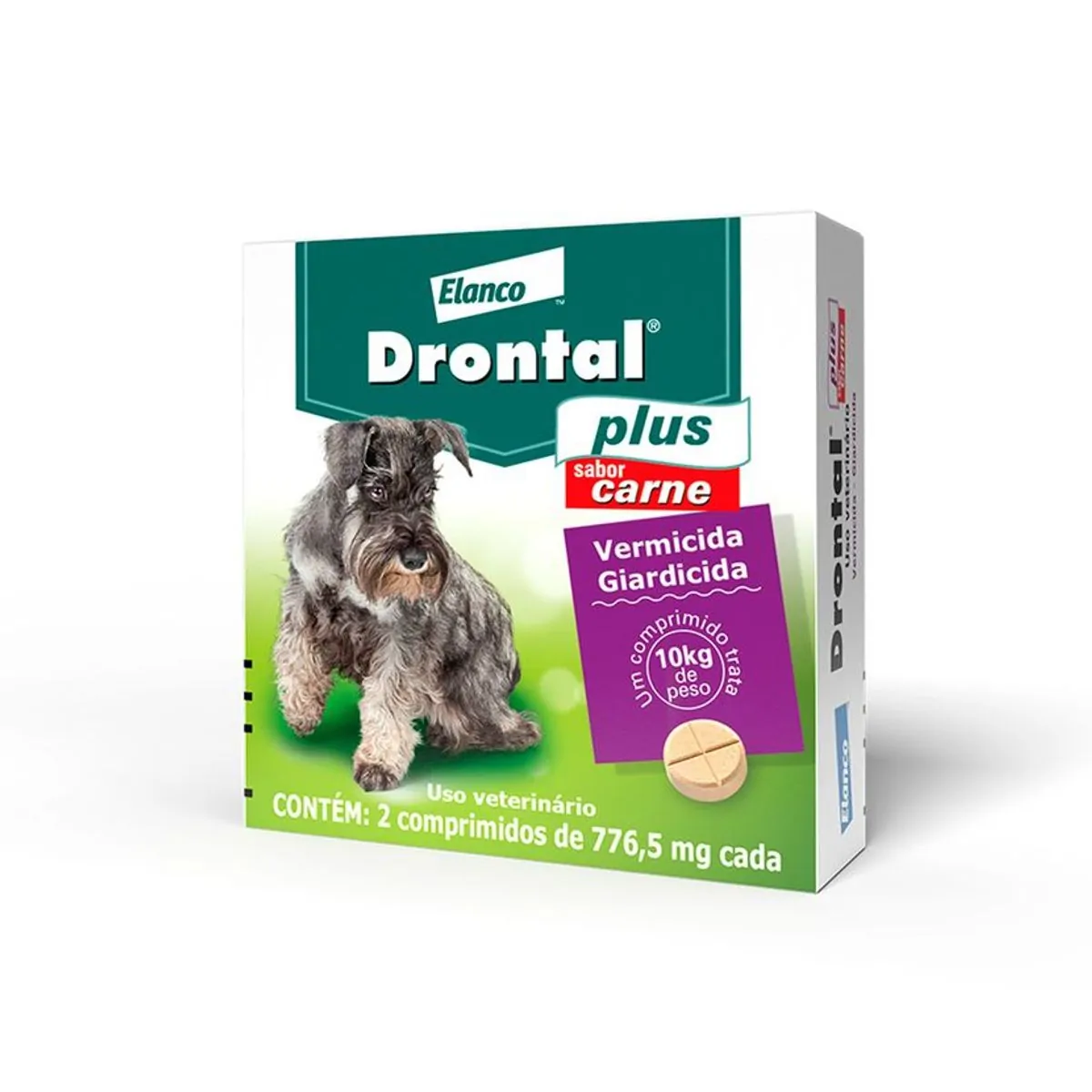 Vermífugo Drontal Plus Cães até 10kg Sabor Carne Bayer 2 Comprimidos