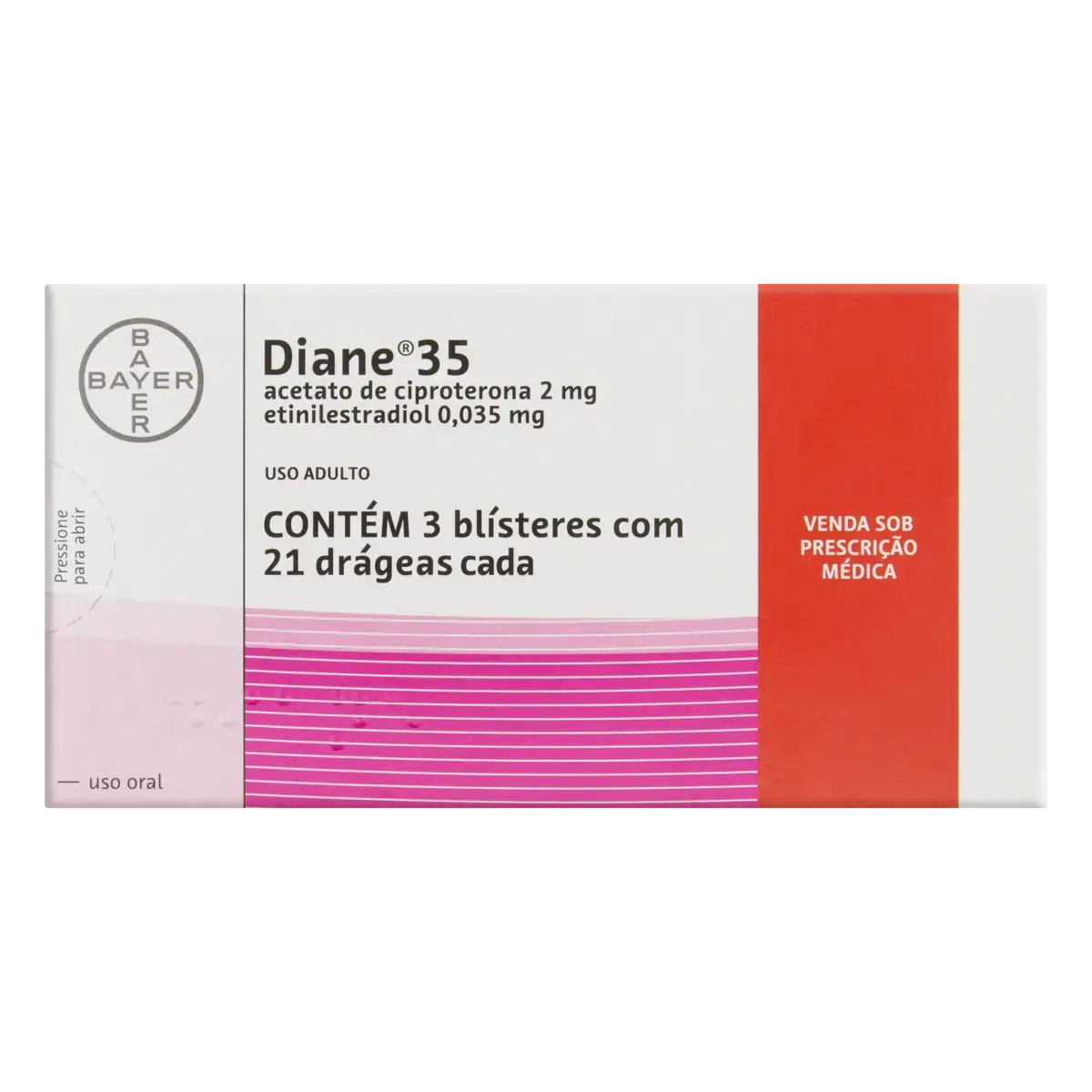 Diane 35 Bayer Caixa 3 Unidades 21 Drágeas