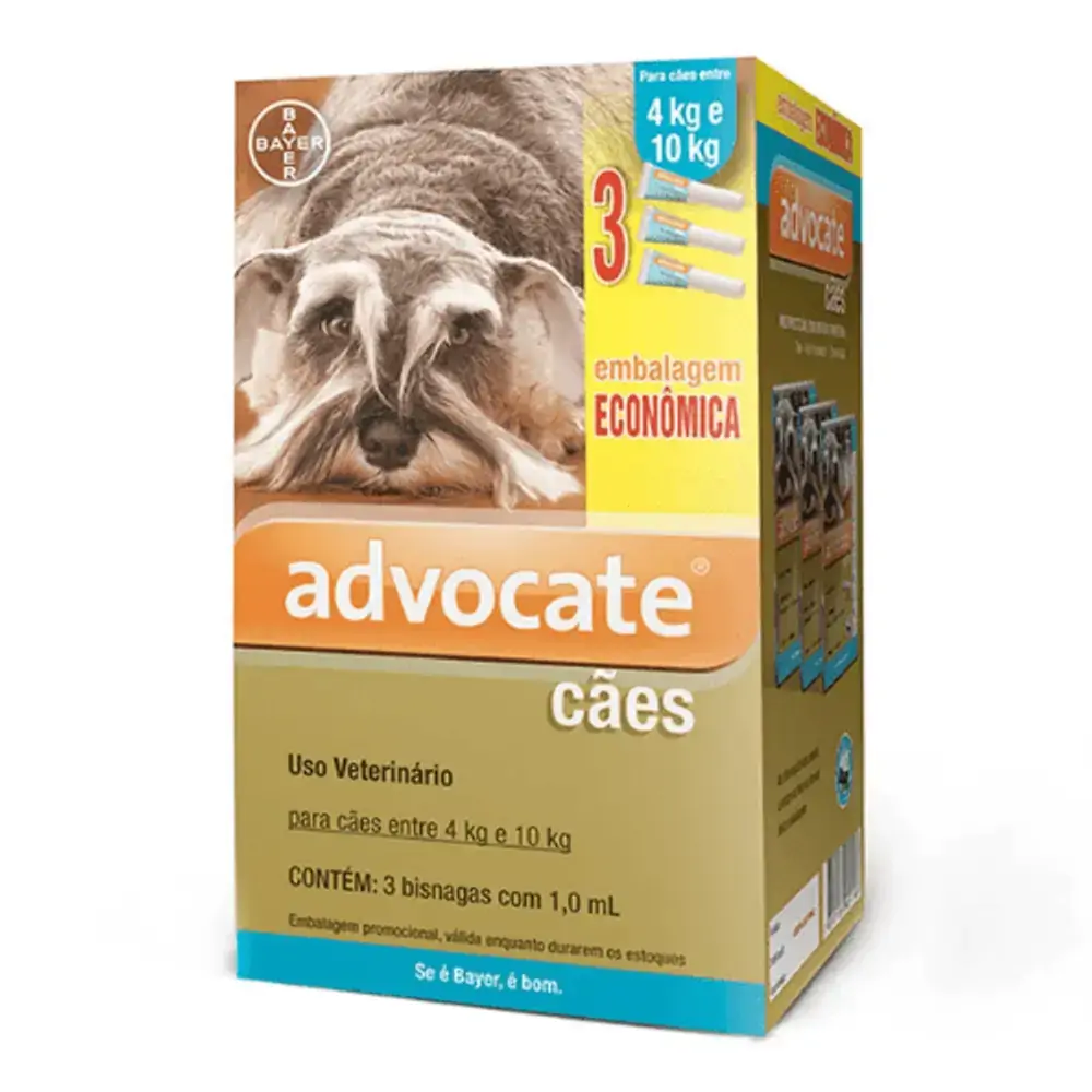 Combo Leve 3 Pague 2 Advocate Cães 4 A 10 Kg 1,0ml