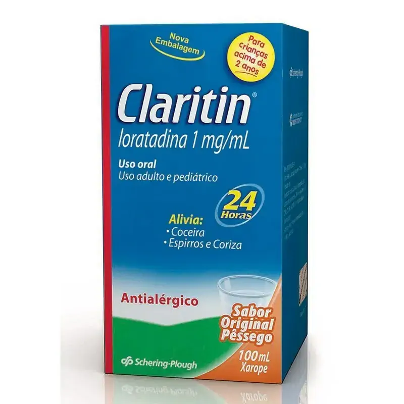 Xarope Claritin Antialérgico 1mg/ml Pêssego Bayer Caixa 100ml Copo Medida