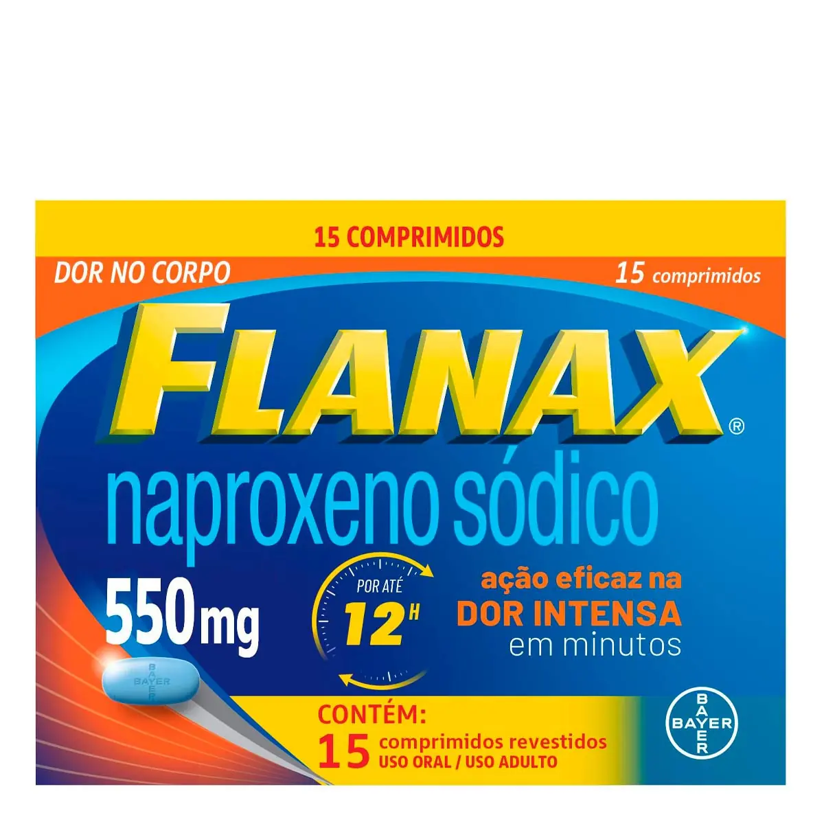 Analgésico Flanax 550mg Bayer Dores Intensas 15 Comprimidos Embalagem Econômica