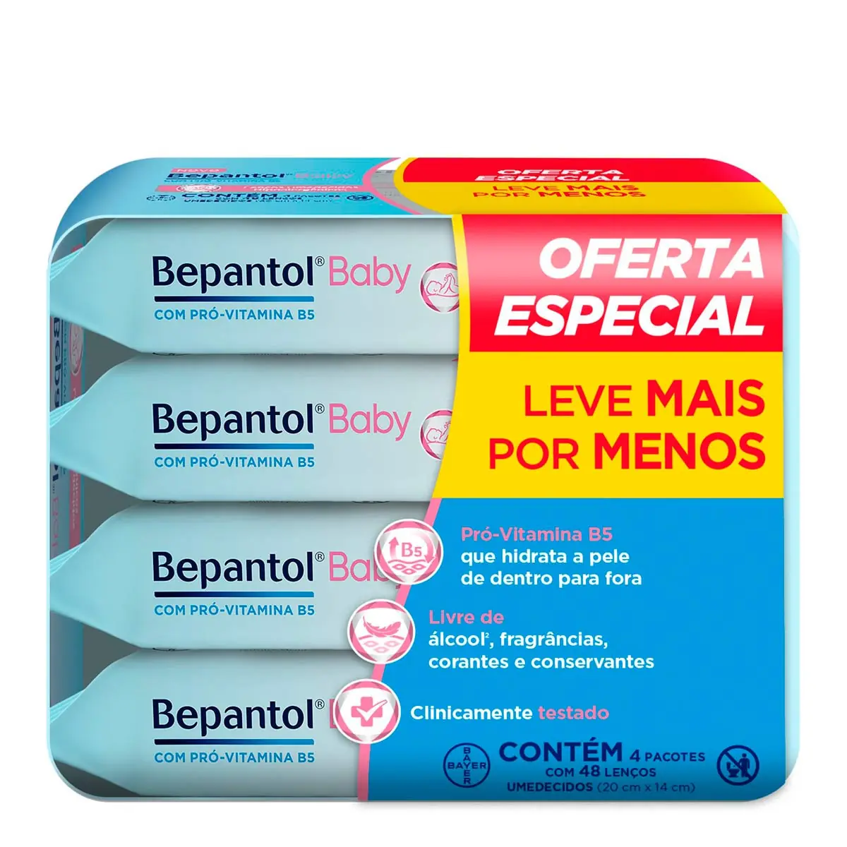 Kit Bepantol Lenços Umedecidos Leve 4 Pague 3, Bepantol