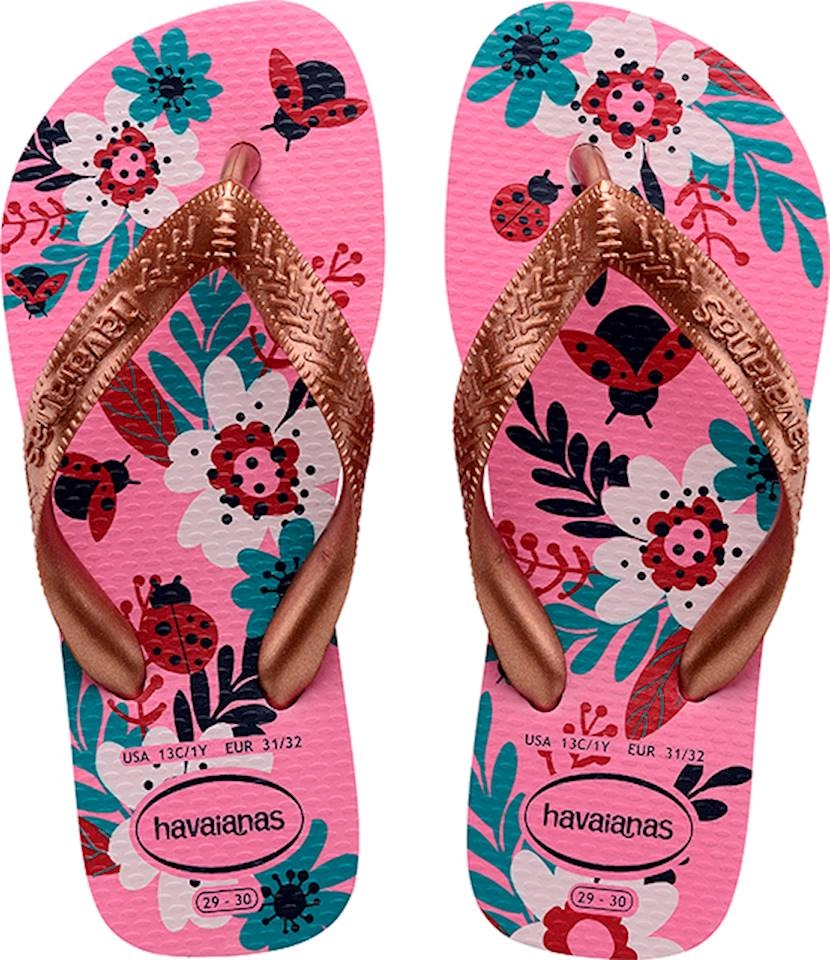 Sandalia Havaiana Kids Flores Rosa Cream
