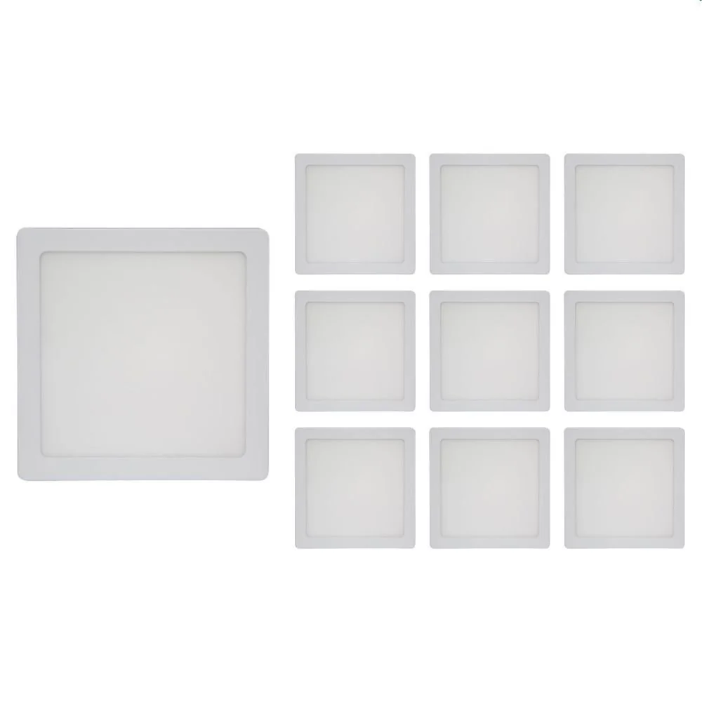 10 Painel De Led Blumenau Quadrado De Sobrepor 24w Bivolt 6500k Luz Branca