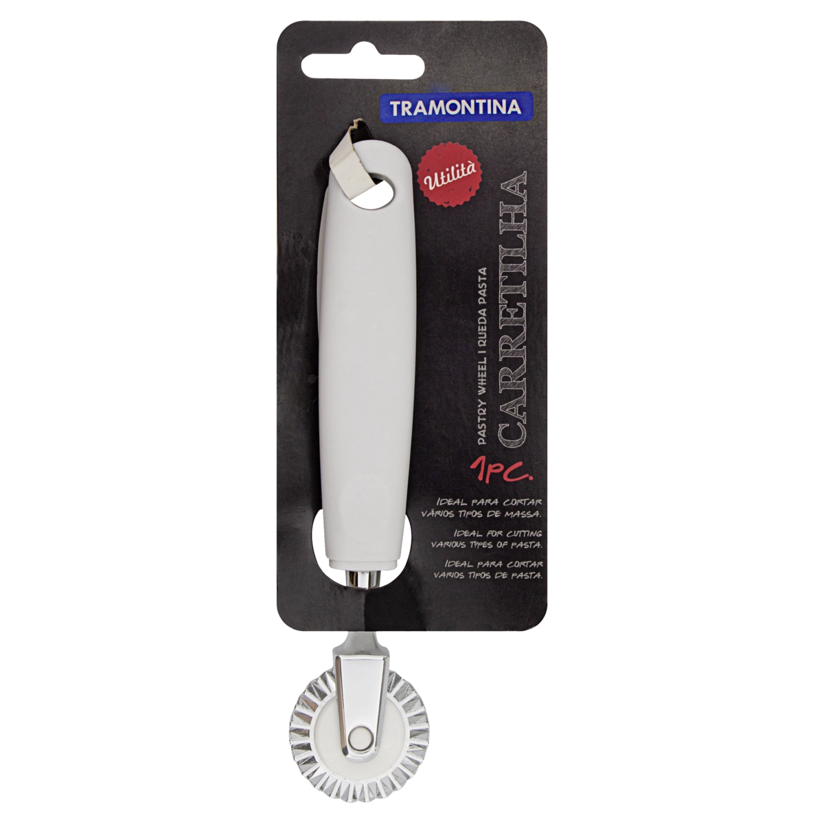 Carretilha de Corte Tramontina Utilità Zamak Cromado/ Nylon Cabo de Polipropileno Branco- 25610180