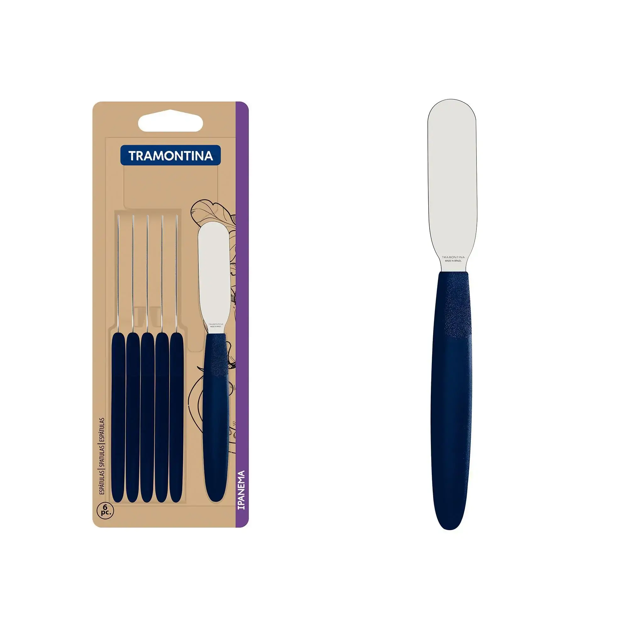 Conjunto De Espátulas Tramontina Ipanema C/ 6 Peças Azul