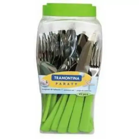 Conjunto Talher Inox Paraty Tramontina Verde 42pcs