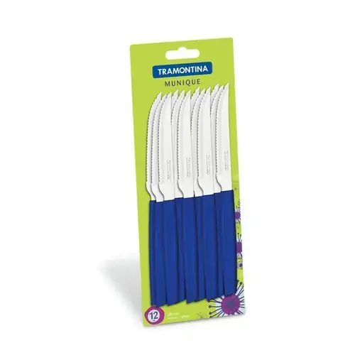 Tramont.faca P/churrasco Inox 5 Munique Azul