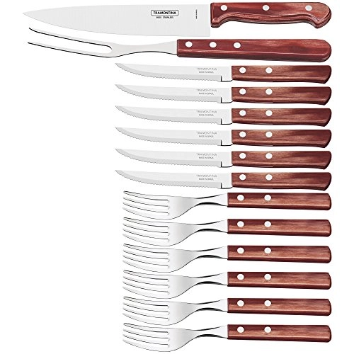 Kit para Churrasco Tramontina em Aço Inox com Cabo Vermelho Polywood 14 Peças