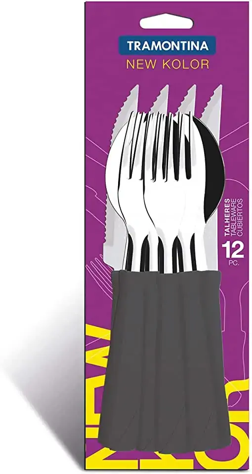 Tramont.talher Inox C/12 Pcs New Kolor Preto