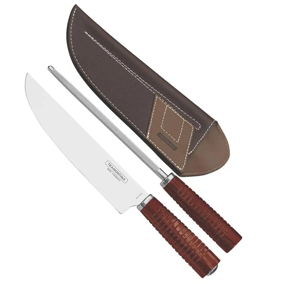 Jogo 3pcs Polywood Vermelho Sortidos Com Laminas Aco Inox E Cabos De Madeira