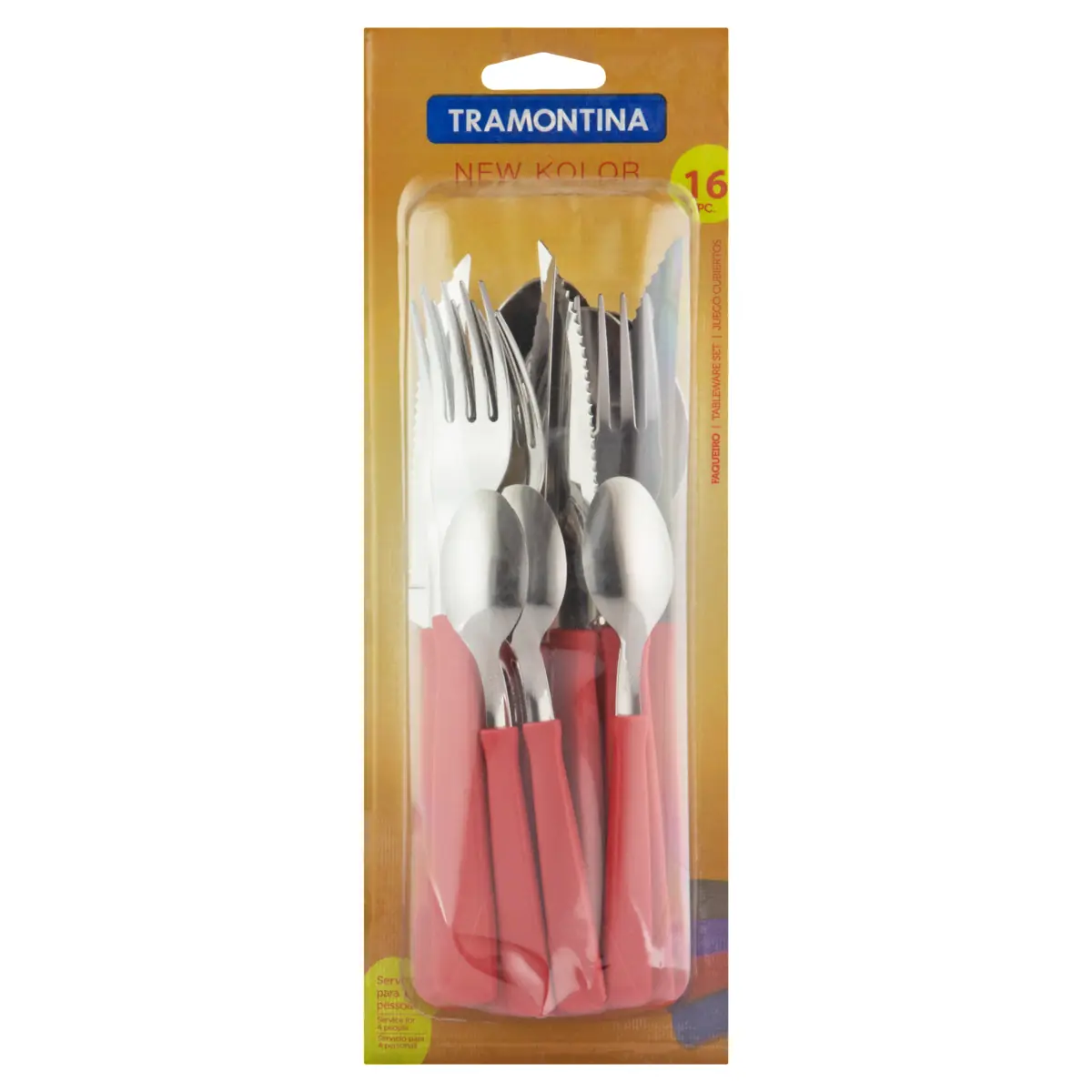Faqueiro Inox Vermelho Tramontina New Kolor 16 Peças