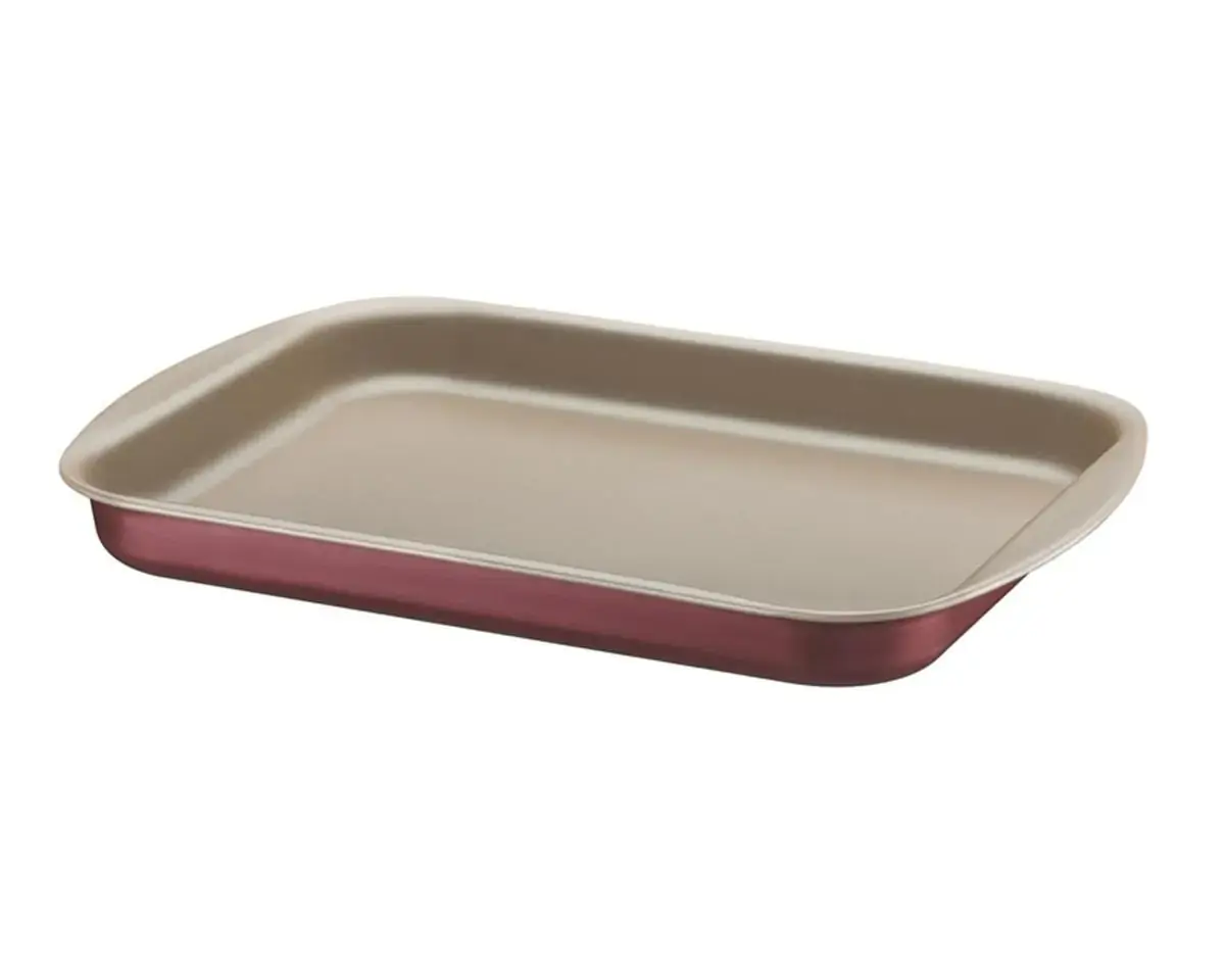 Assadeira Rasa Alumínio 34cm Silicone  Vermelho Tramontina