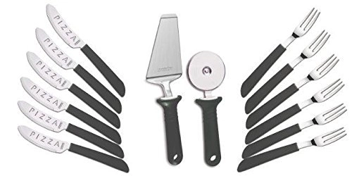 Kit para Pizza 14 Pecas - Laminas de ACO INOX Preto