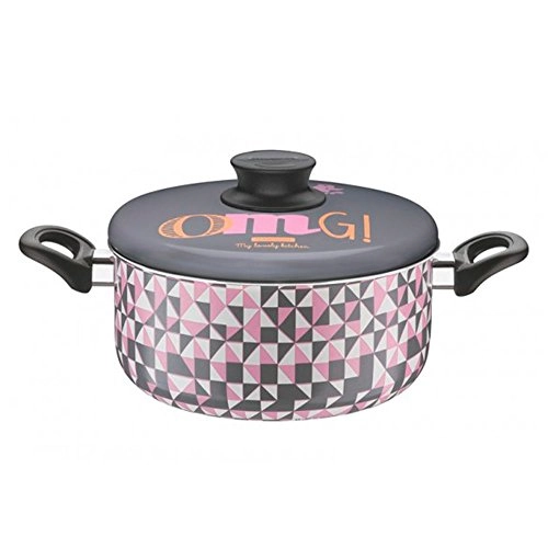 Caçarola Com Tampa Tramontina My Lovely Kitchen Cinza/branco/rosa 22 Cm