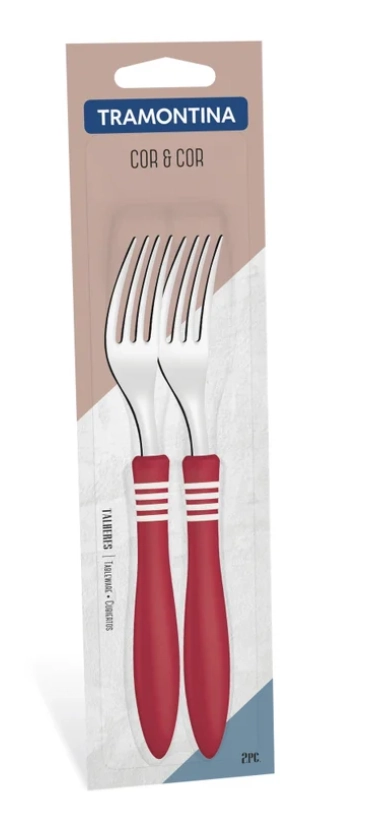 Jogo Garfo Sobremesa Cor E Cor Inox Vermelho 2pcs 23455270 Tramontina