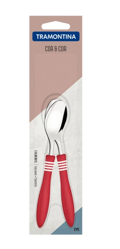 Jogo Colher Cha Cor Cor Aco Inox Vermelho 2 Pcs 23457270 Tramontin