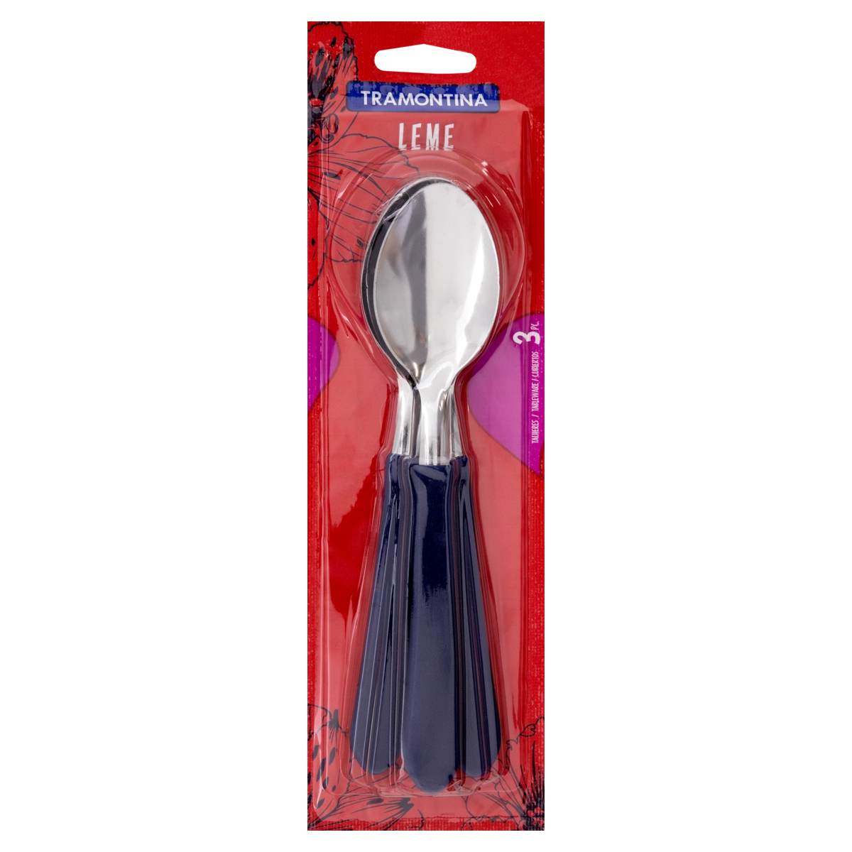 Conjunto Colher De Mesa Inox Azul Tramontina Leme 3 Unidades