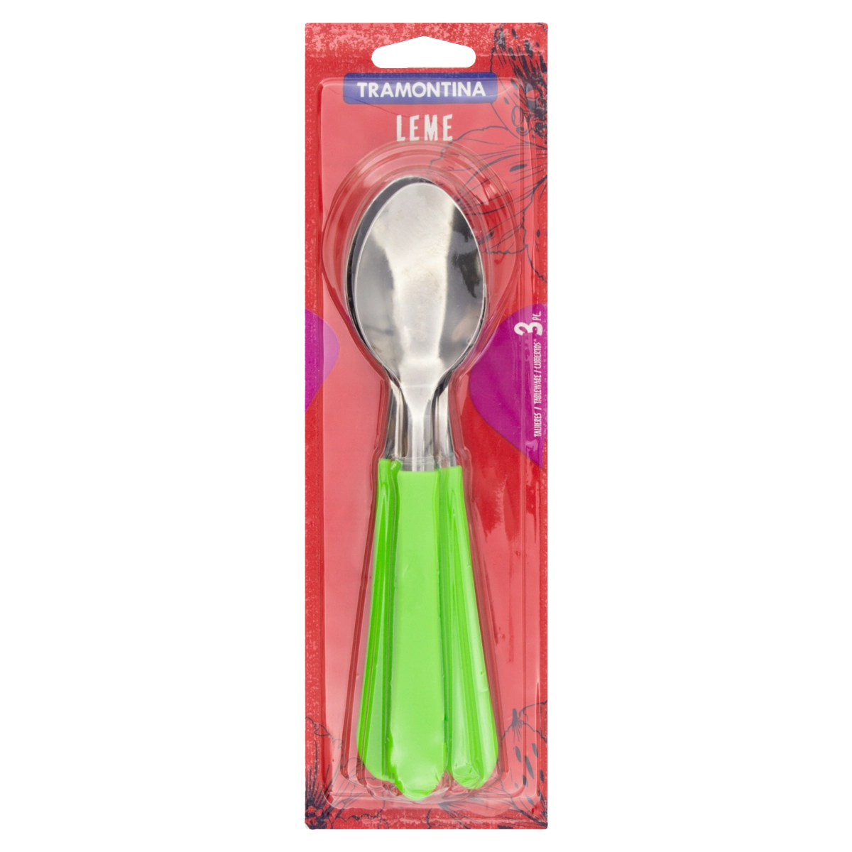Conjunto Colher De Mesa Inox Verde Tramontina Leme 3 Unidades