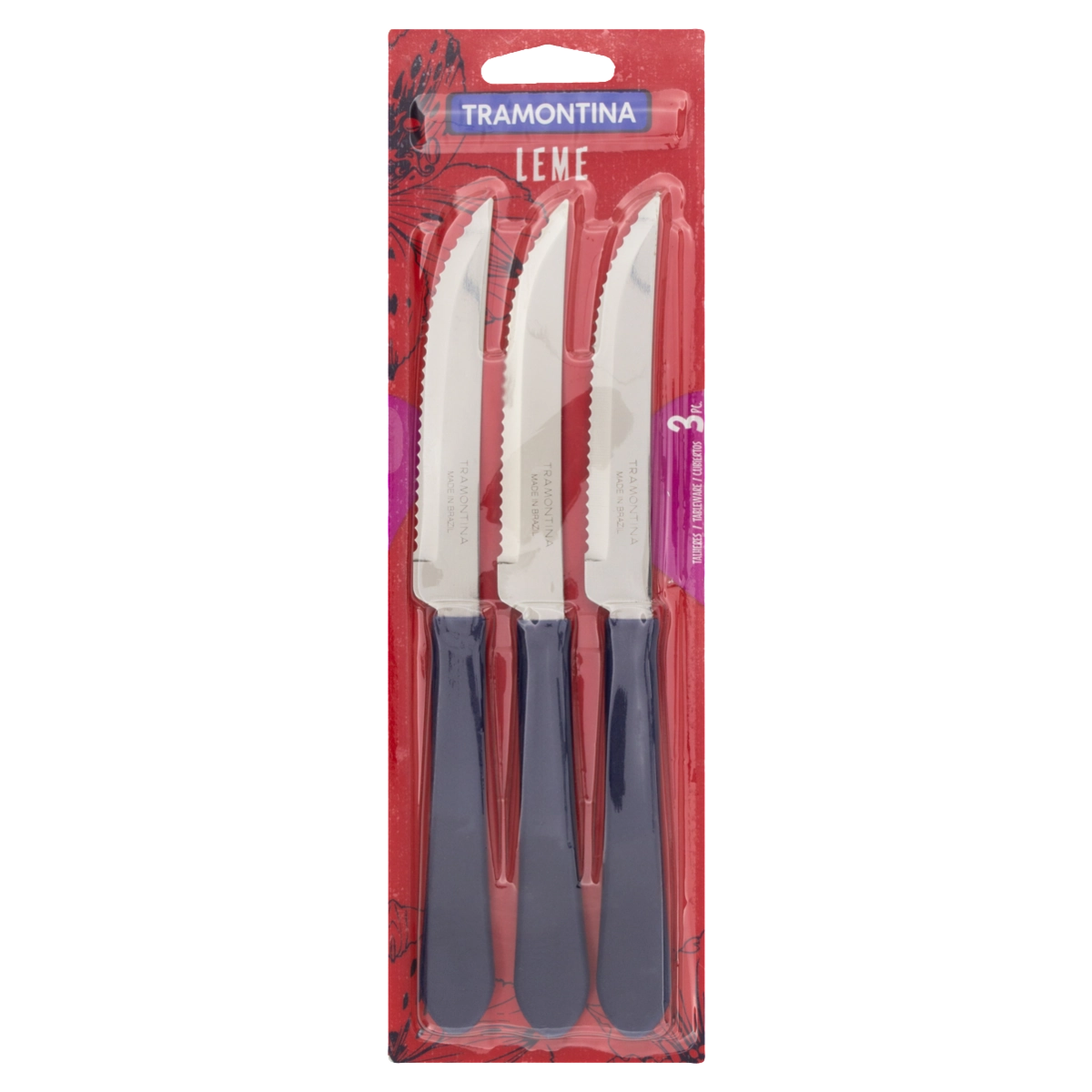 Conjunto Faca Para Churrasco Inox Azul Tramontina Leme 4 3 Unidades